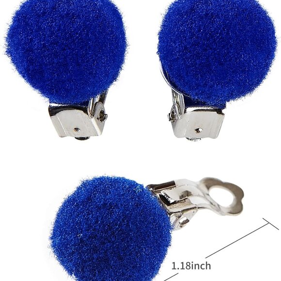 Round Green Glasses No Lens with Blue Clip-on Earrings Dress Up Costume Accessor - Picture 4 of 5